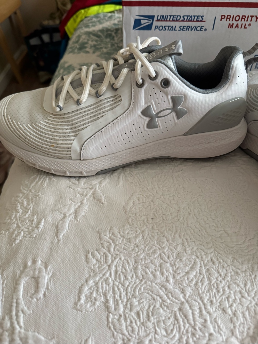 Under Armour White and Gray Men's Training Sneakers